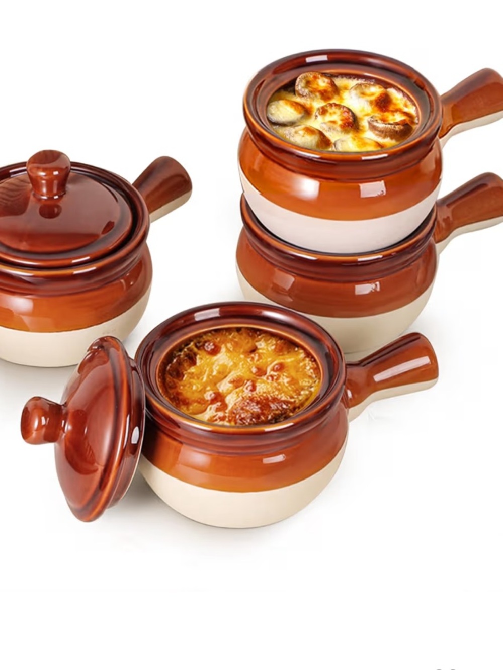 Ceramic Soup Bowls with Handles - Set of 4